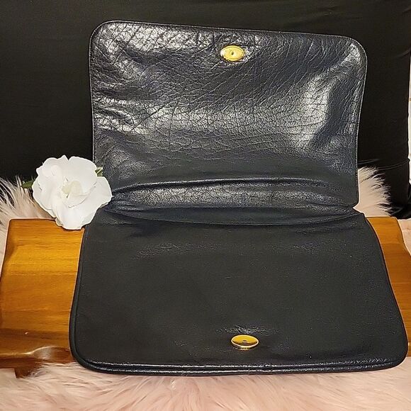  Bellido Black Leather Portfolio Embossed Carriage Emblem Vintage - Picture 3 of 7